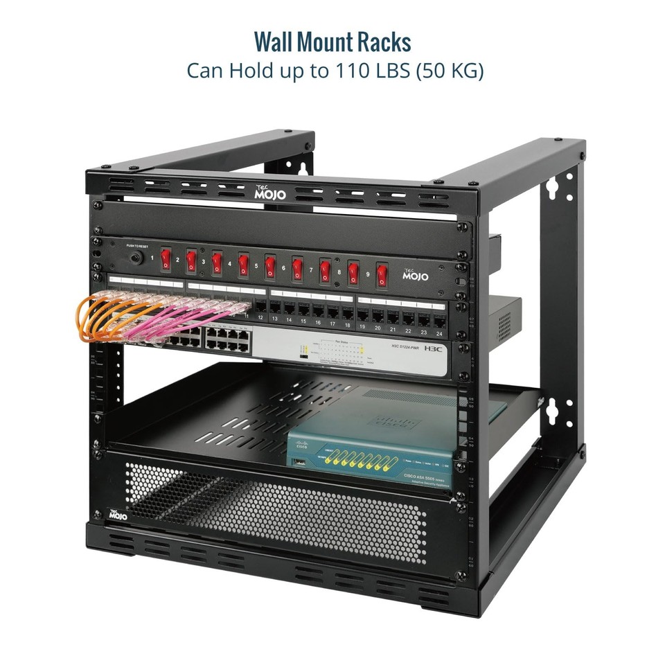 12U Wall Mount Rack, Wall Mount Network Rack 15.8in Depth, Open Frame ...