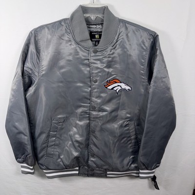 Denver Broncos Adaptive Full Snap Varsity Jacket Gray Men s Medium