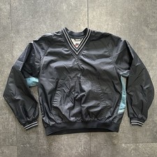 Vintage Nike Center Swoosh Windbreaker Black Jacket V Neck 90s Boy s Large 12-14