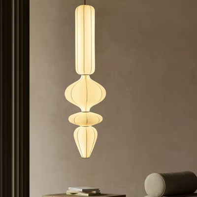 Luxury Silk Pendant Light Italian Design LED Chandelier Loft Staircase Lamp