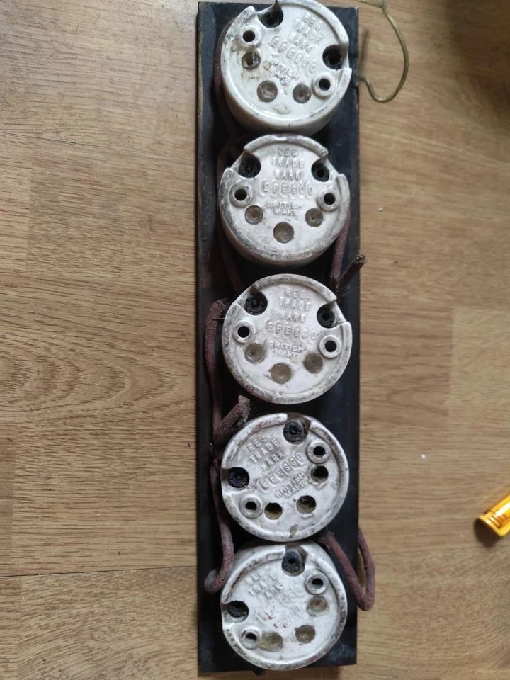 Antique 5 Switch Panel With Efesco Porcelain Brass Switches - Image 3 of 3