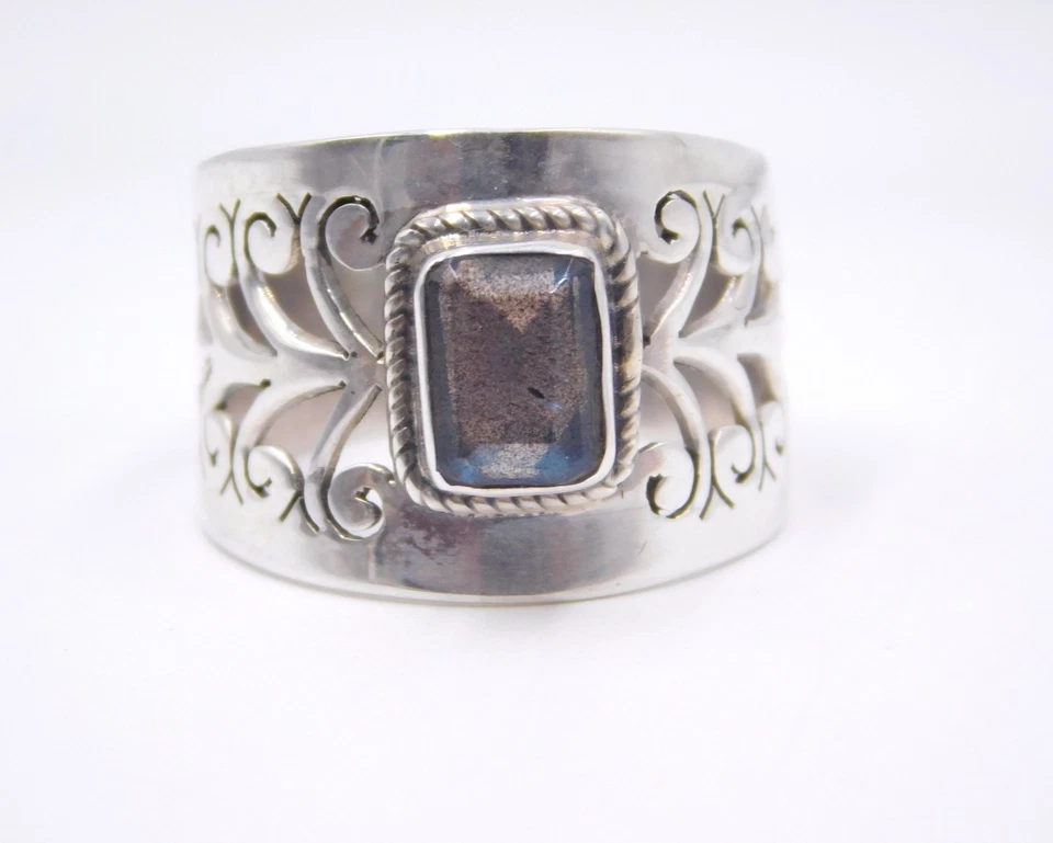 3.70 Gm 925 Sterling Silver Natural Labradorite Cab Gemstone Ring Size-6.80" US - Image 2 of 4