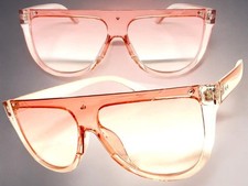 Classy Elegant Modern Retro Futuristic Shield Party Raver SUNGLASSES Pink Frame