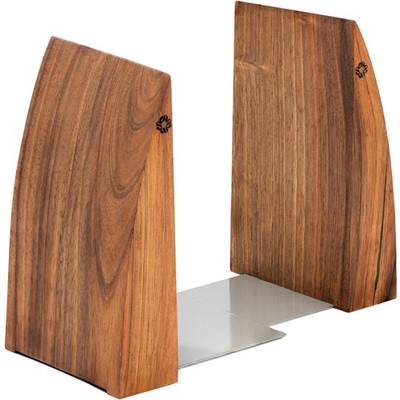 Walnut Wood Bookends, Handmade Book Holders with Metal Base, Rod...