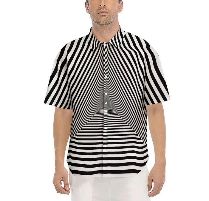 TriangularTunnel Black And White Print Men's Short Sleeve Shirts