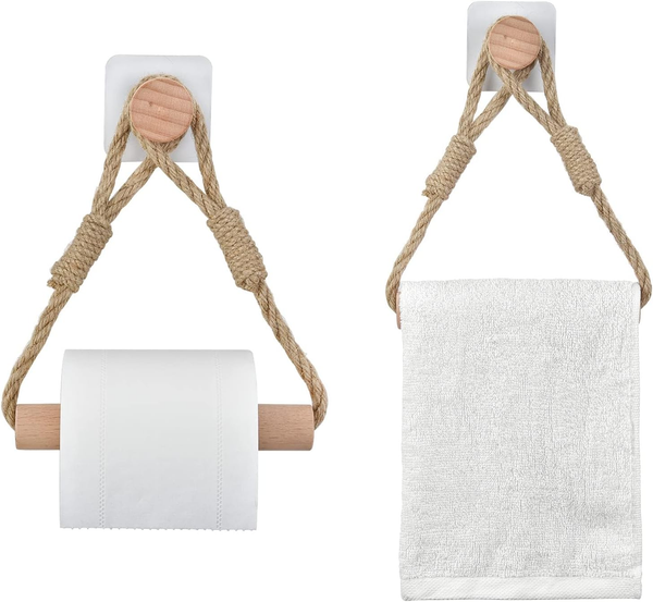 Toilettenpapierhalter Klopapierhalter Holz Selbstklebend Ohne Bohren WC Bad-image