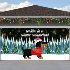 Buryeah 6 x 13 ft Christmas Dachshund Garage Door Decorations Multicolor 
