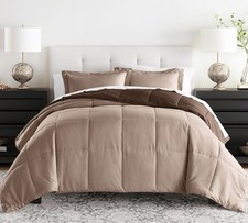 Taupe Brown Reversible Down Alternative Comforter Set 3PC All Season King