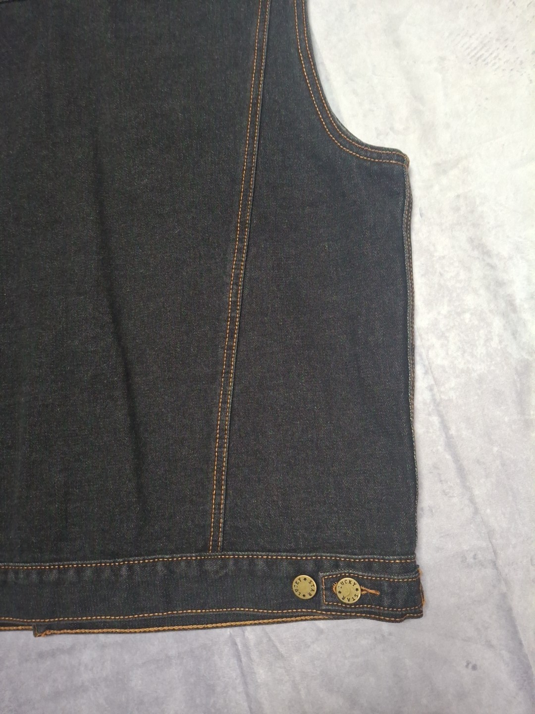 Vintage Lucky Star Denim Jean Vest Jacket Mens Large