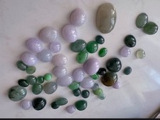 Sales! Lot Of 50 Mix Green Purple Icy Cabochon Beads Jade Jadeite Grade A