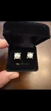 David Yurman Sterling Silver/Diamond 6mm Pearl Stud Earrings