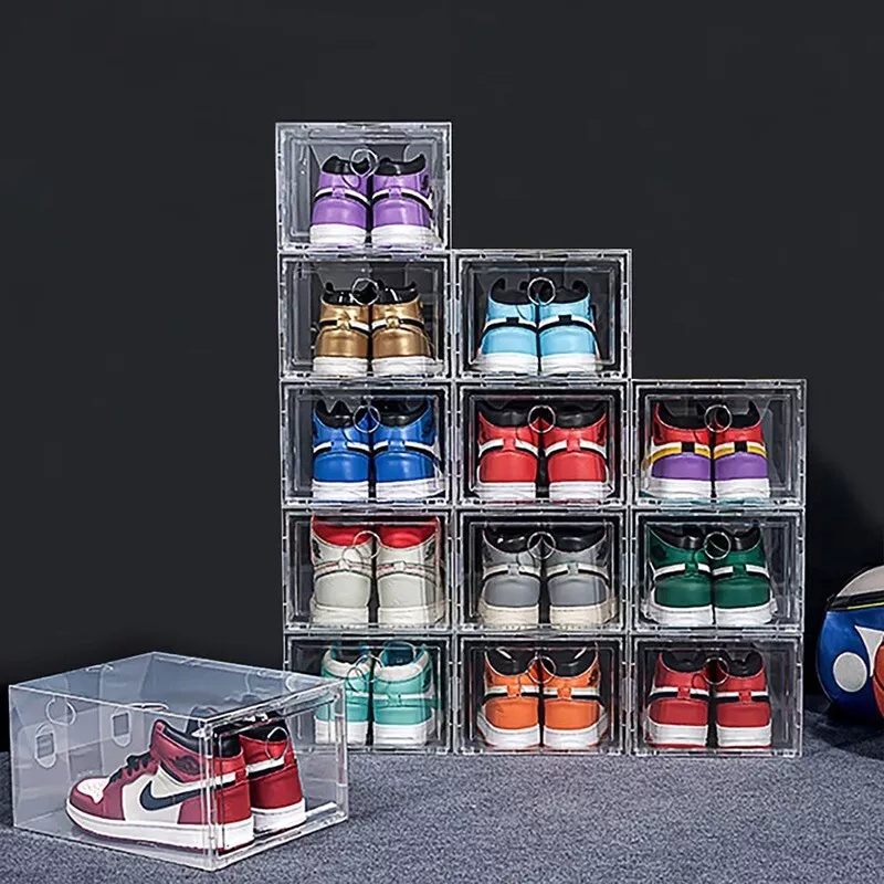 Shoe Box Set Foldable Plastic Storage Transparent Shelf Stack