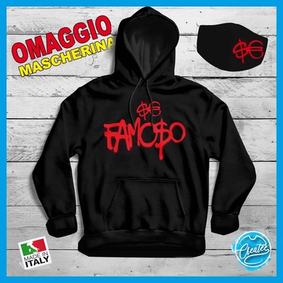 felpa sport sfera ebbasta trap cappuccio con personalizza