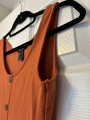 Rust Brown Bodycon Midi Button Dress Forever 21 Size Small - Picture 5 of 6