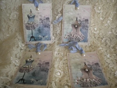 HANDMADE Shabby Chic Vintage Dress Form tags (4)