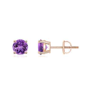 ANGARA natürliche 0,9 ct AA-Qualität runde Amethyst Ohrstecker in 14 K massiv Gold