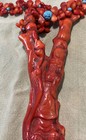Vintage Red coral carved flowered necklace — photo 2