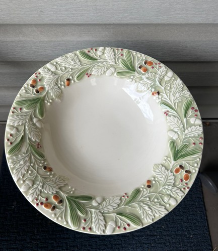 Vintage Hartstone Winter Garden Berries Stoneware Pottery Serving Bowl 12"