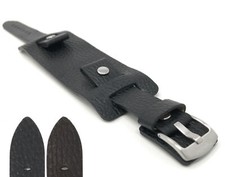 Bandini Leather Watch Band, Wrist Cuff, Biker Strap, Oval Shape, 20mm  22mm