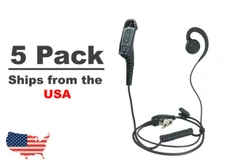 5x C-Shaped Swivel Earpiece Headset w/ PTT for Motorola XPR7580e MTP850S APX900