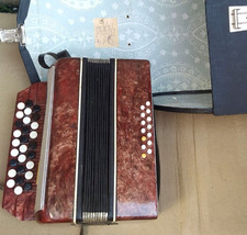 Fisarmonica bambino malese URSS vintage bottone sovietico + custodia