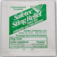 Insect Sting Relief Wipes, Temporary Relief, Itching  Insect Bites 52013/