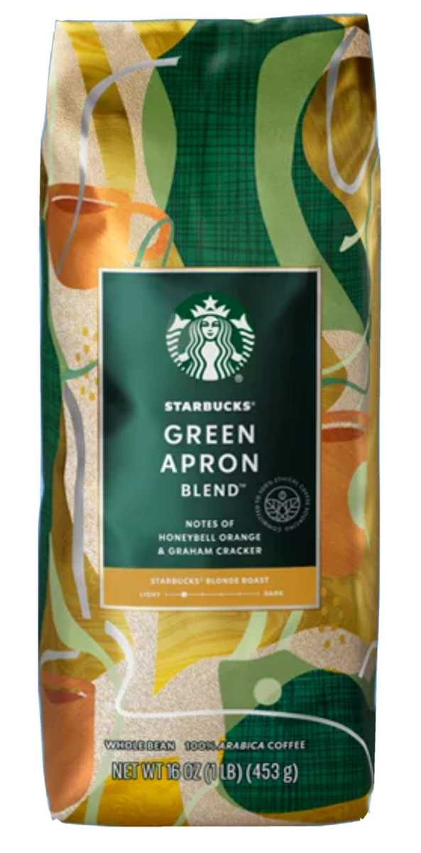 Starbucks Green Apron Blend Blonde Roast Whole Bean Coffee 1lb