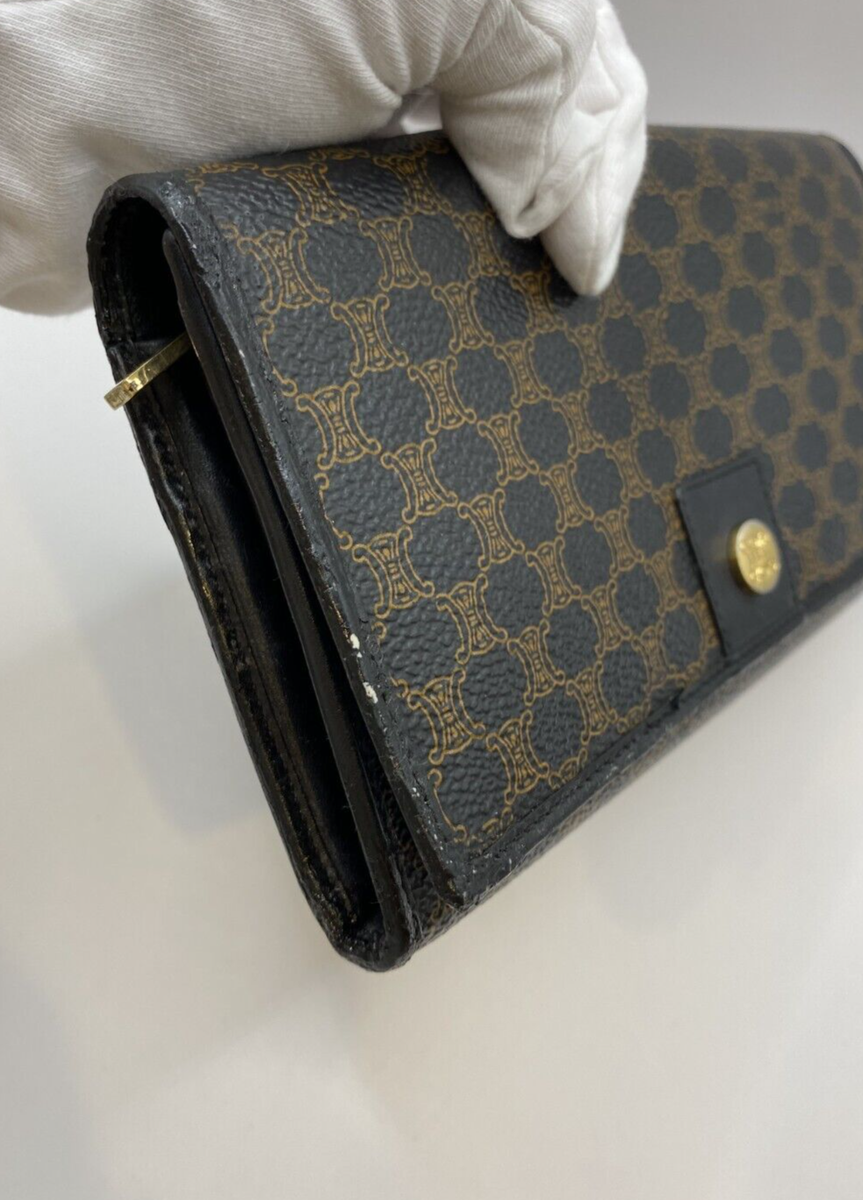 CELINE Long Wallet Clasp Macadam Black Triomphe Authentic Japan | eBay