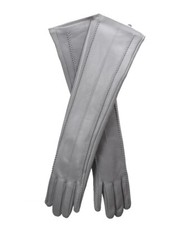 Lambskin Women's long Gloves gray Size 6.5