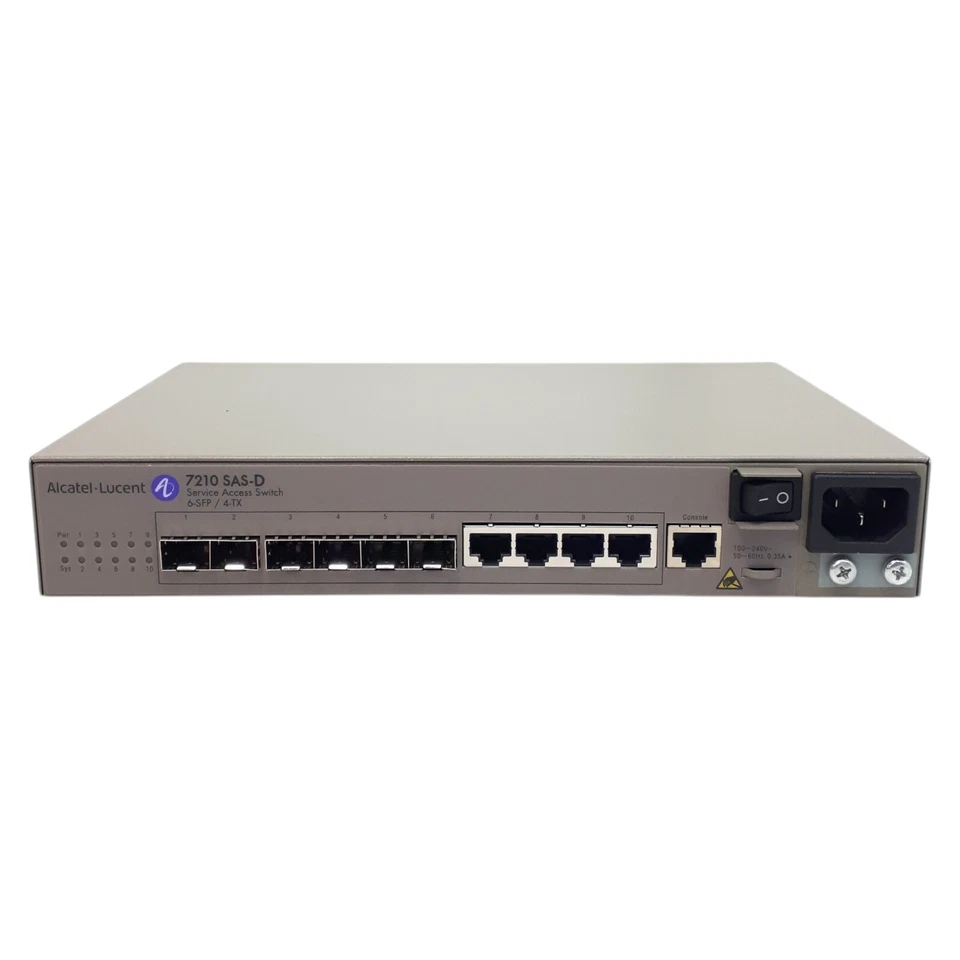 Alcatel Lucent 7210 SAS-D 6-SFP/4-TX Service Access Switch w/Side Brackets E5612 - Image 2 of 4