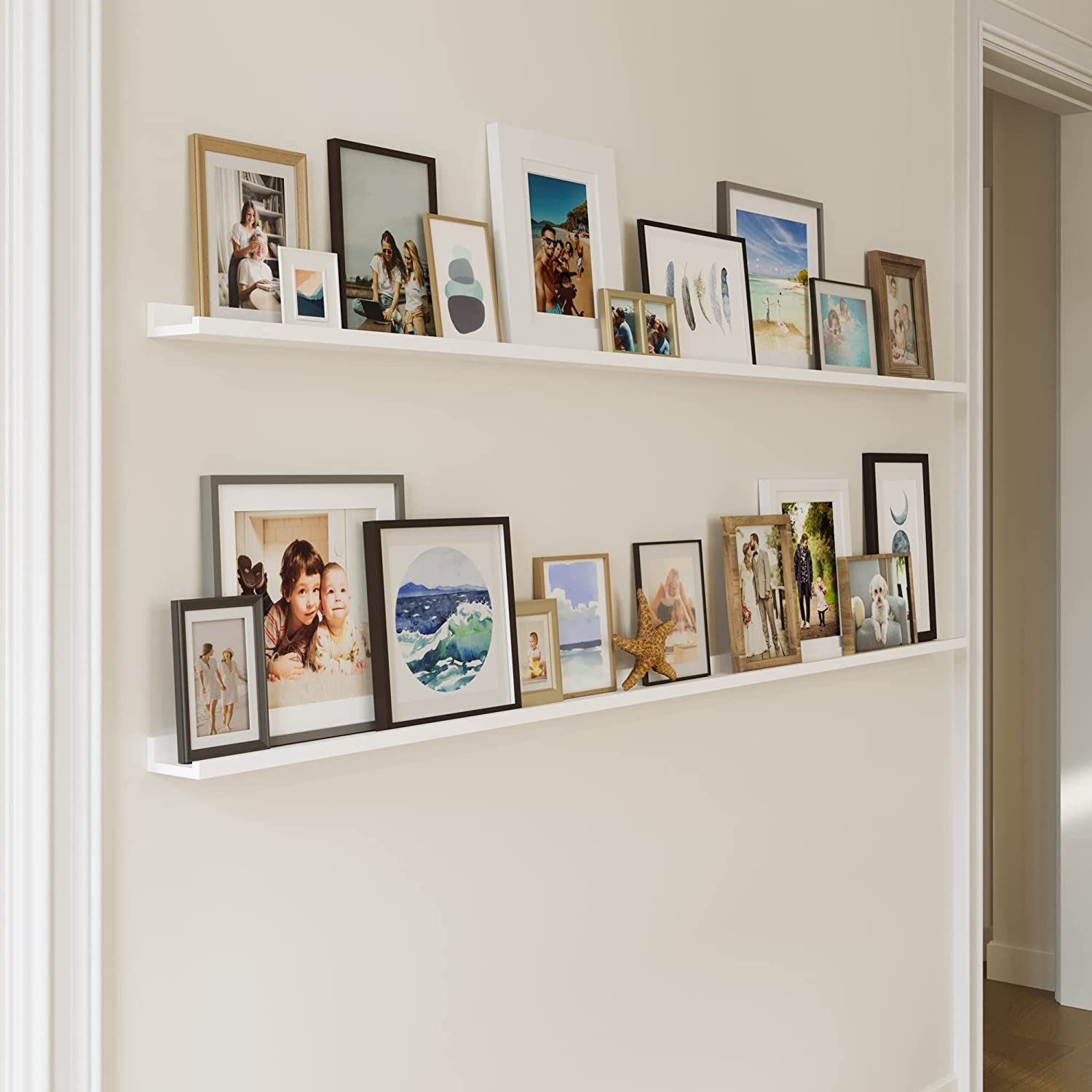 Lagos 80" Ledge Wall Shelves, Floating Shelves for Living Room Decor