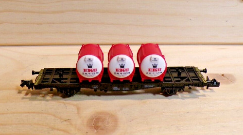 #a148 Fleischmann 8230 - N - Behältertragwagen EKU der DB - sehr gut | Condition: Gebraucht