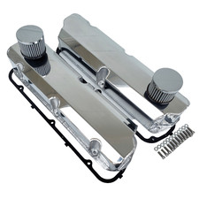 Small Block Ford Polished Fabricated Aluminum Valve Covers 289 302 351w Breather
