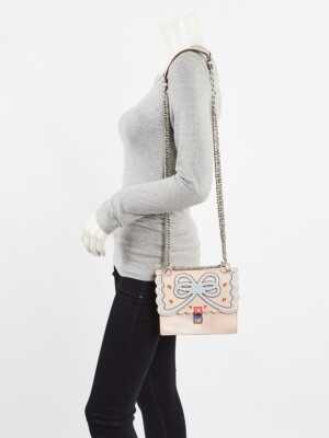 FENDI 　♡I♡ FENDI Canvas Vitello King Logo Embroidered Large Peekaboo X