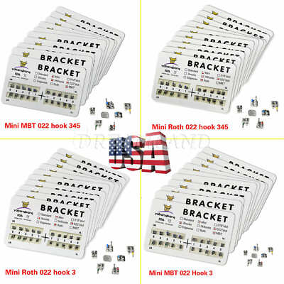 200* Dental Orthodontic Bracket Braces Roth/MBT 022'' Slot 3/345 hooks Metal sale
