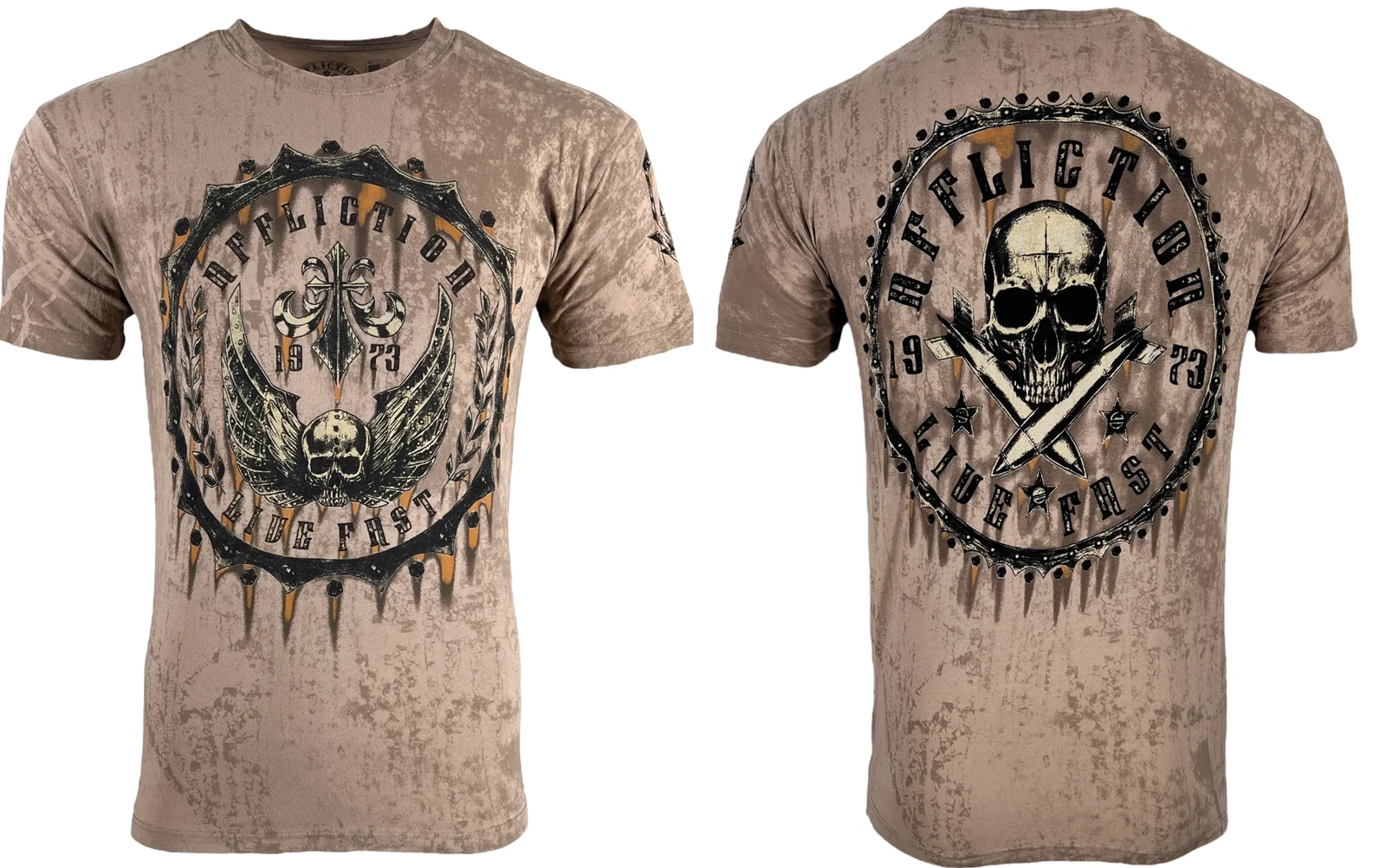 Affliction Men's T-Shirt Rustproof Skull Wings Biker Sand S-5XL
Opens in a new window or tab