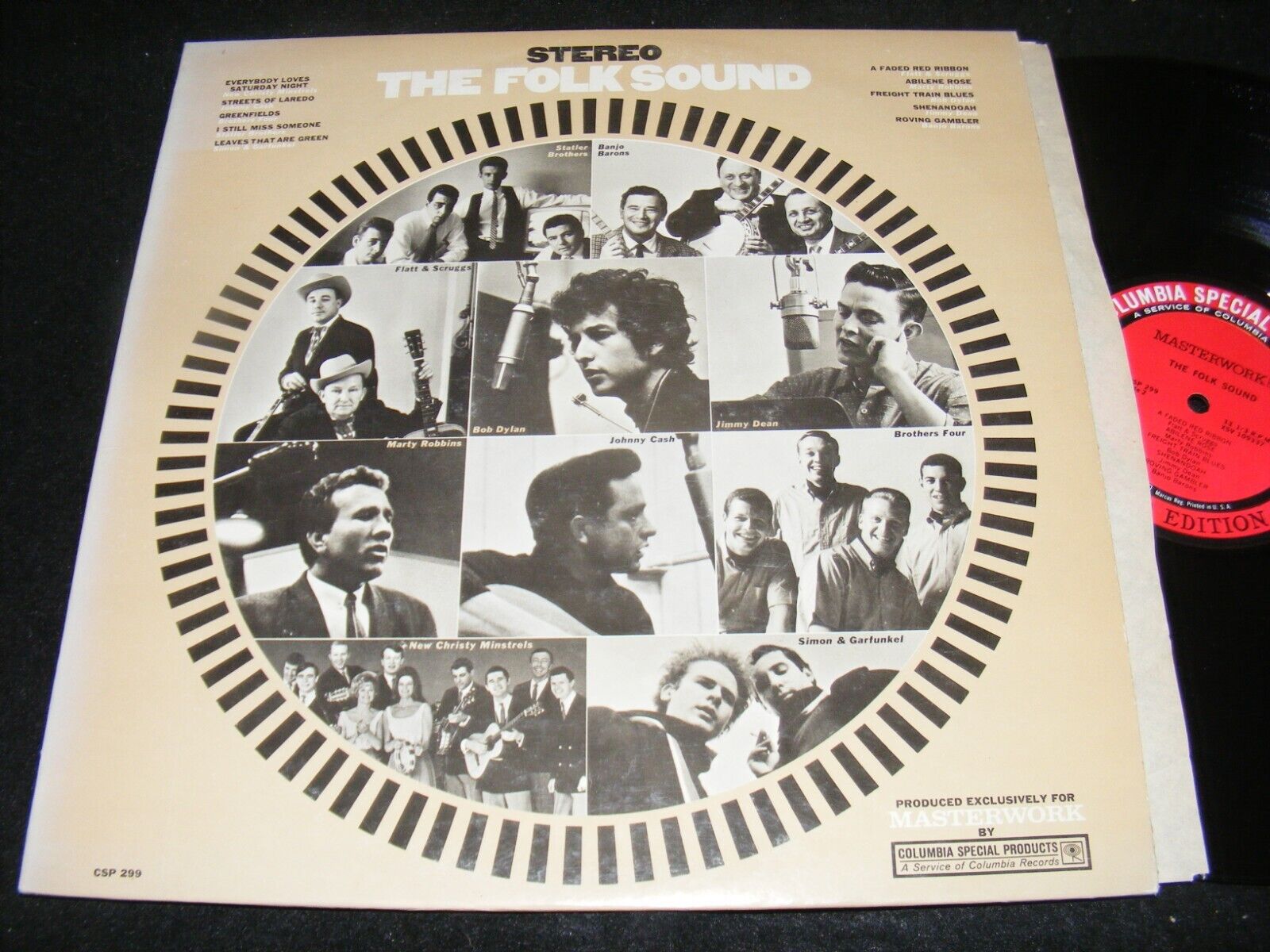 THE FOLK SOUND Sampler LP Columbia for MASTERWORK 1966 DYLAN Johnny Cash Simon &