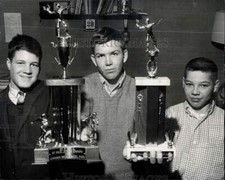 1966 Press Photo Football team captains with trophies at Municipal League dinner