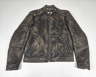 Replay Herren Leder Jacke Leather Jacket vintage brown Größe S