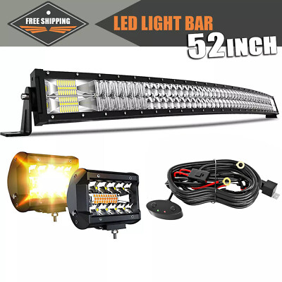 #ad Fit Honda Pioneer 1000 52quot; Curved LED Light Bar 5D S F Combo 4#x27;#x27; Led Pods Kit $119.99