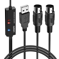 LEKATO 6.5Ft MIDI Cable MIDI to USB Cable with Input  Output for Recording