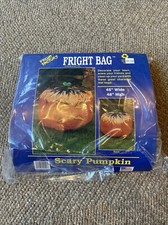 Vintage Halloween Pumpkin Lawn Leaf Bag 1991 Open Bag Fright Factory