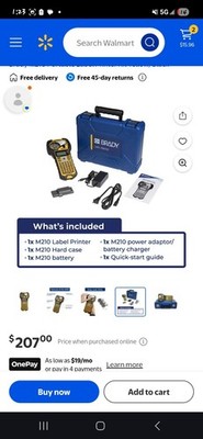 Brady M210 Portable Handheld Label Maker Printer Kit Case & Rechargeable Battery
