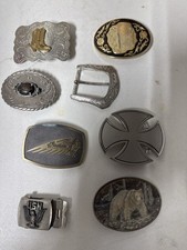Vintage Modern Belt Buckle Lot Western Justin USN Indian Motorcycle Mix