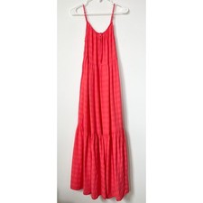 Old Navy Tiered Flowy Sundress Pink Coral Small Beachy Boho Tropical Vacation