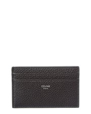 Celine Logo Leather Card Case Women's Black