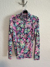 Lilly Pulitzer Luxletic Justine Half-Zip Pullover Oyster Bay Navy UPF Sz Small