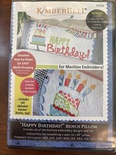 Kimberbell Happy Birthday Bench Pillow Machine Embroidery CD KD530 NEW