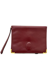Cartier Clutch Bag Must Line Leather Bordeaux Purse Authentic
