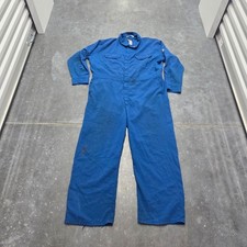 Bulwark FR Men's Flame Resistant Industrial Work Coveralls Blue 48R Thrashed